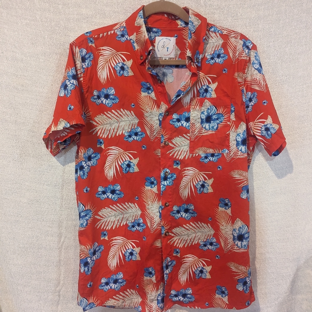 Men's Hawaiian shirt - hibiscus - size medium (a)